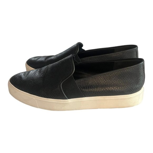 Vince Sneaker Womens 7M Blair Black Snake Print Leather‎ Slip on Flat Casual Y2K - Picture 1 of 8